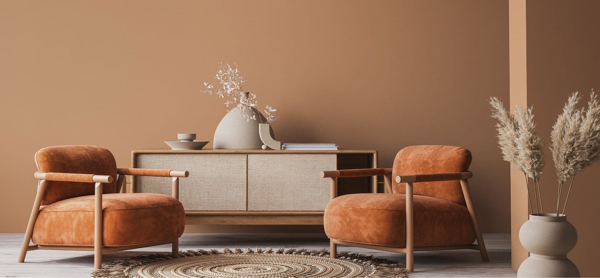 A warm, custom-designed living interior by Gallery LA